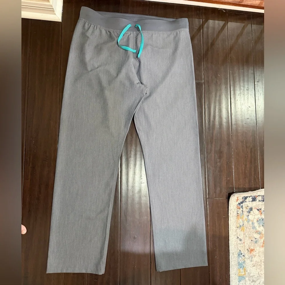 Figs Men's Charcoal Sweatpants with Teal Drawstring XL/T